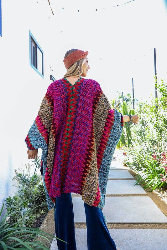 Crochet Patterned Open Poncho