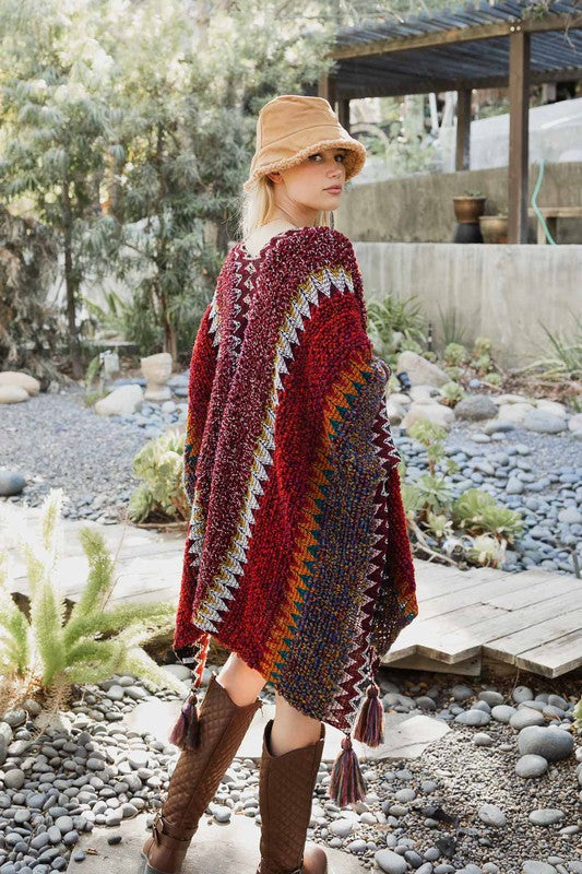 Crochet Patterned Open Poncho