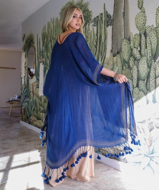 Blue Kimono with Tassels