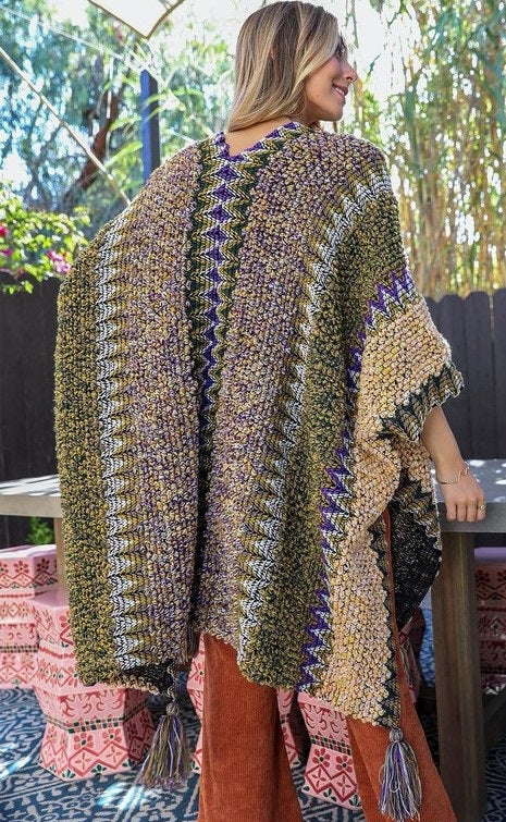 Crochet Patterned Open Poncho