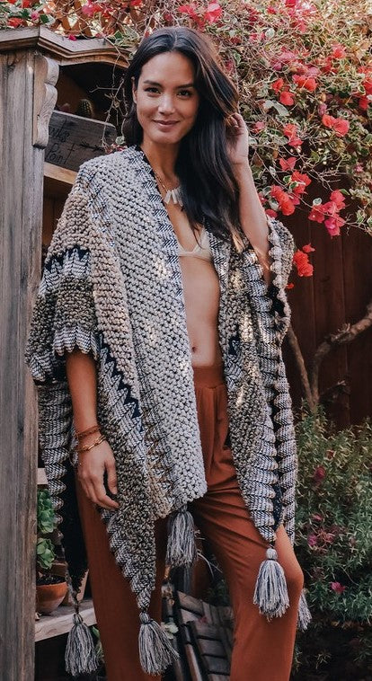 Crochet Patterned Open Poncho