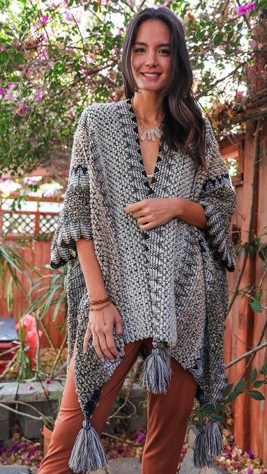 Crochet Patterned Open Poncho