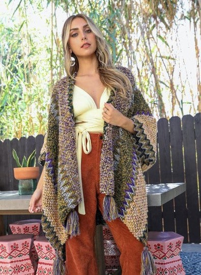 Crochet Patterned Open Poncho